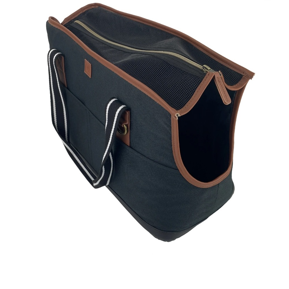 Black & Brown Pet Carrier Tote Bag β Stylish Travel Carrier
